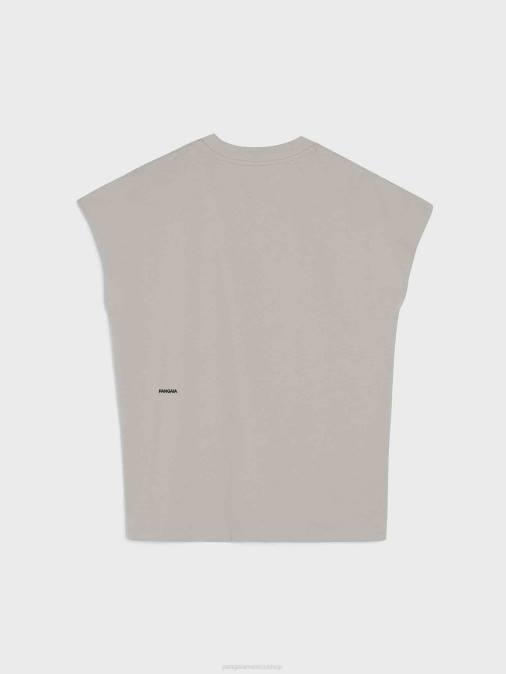 mujer camiseta de algodón orgánico con hombros descubiertos y núcleo de fibra c Pangaia piedra ropa TDTH171