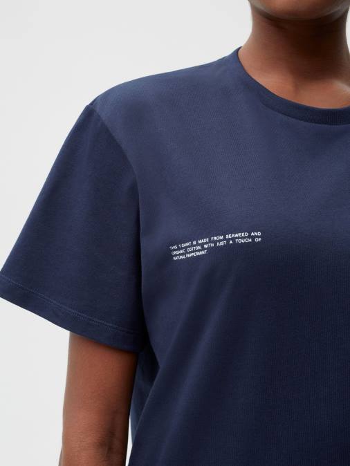 mujer camiseta de algodón orgánico con núcleo de fibra c Pangaia Azul marino ropa TDTH157