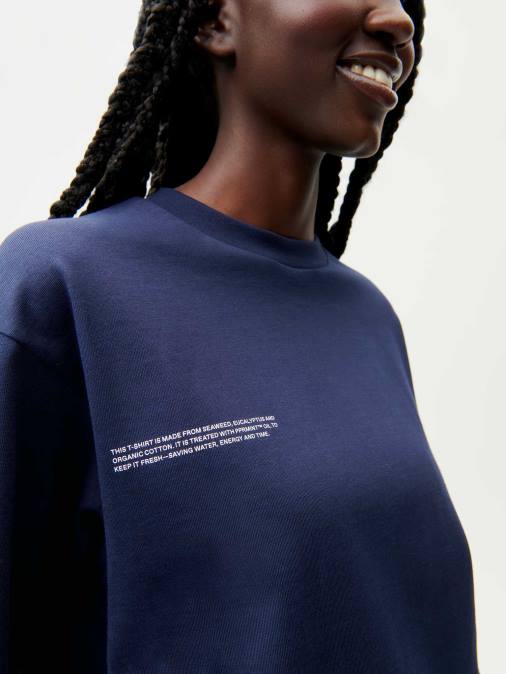 mujer camiseta de corte holgado de algodón orgánico con fibra c Pangaia Azul marino ropa TDTH185