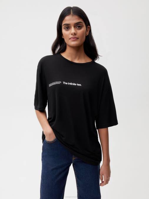 mujer camiseta de fibra infinita de laboratorio Pangaia negro ropa TDTH144