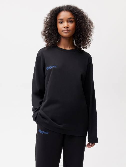mujer camiseta de manga larga de algodón in conversion Pangaia negro ropa TDTH194
