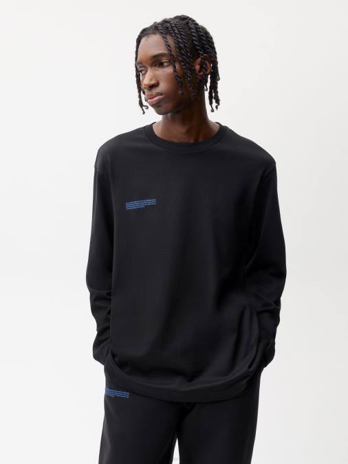 mujer camiseta de manga larga de algodón in conversion Pangaia negro ropa TDTH194