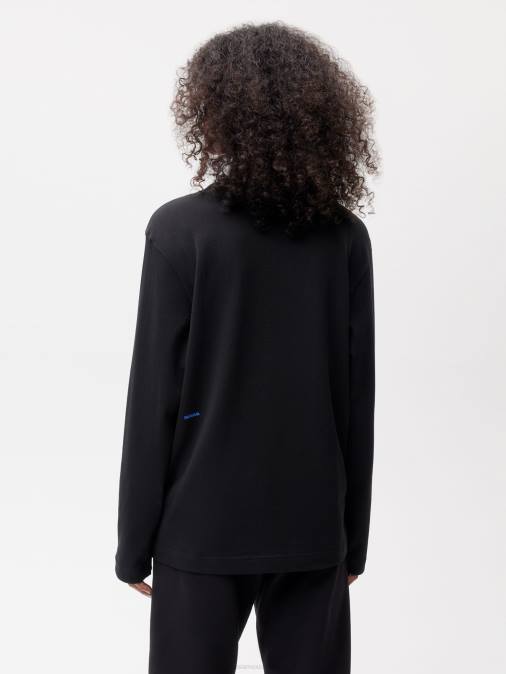 mujer camiseta de manga larga de algodón in conversion Pangaia negro ropa TDTH194