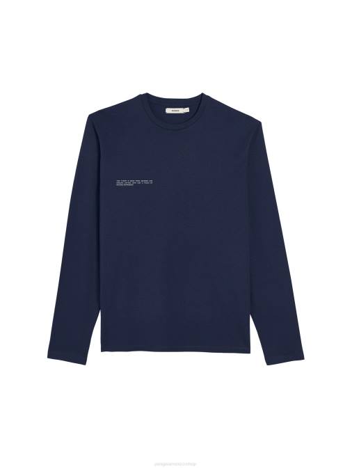 mujer camiseta de manga larga de algodón orgánico con fibra c Pangaia Azul marino ropa TDTH149