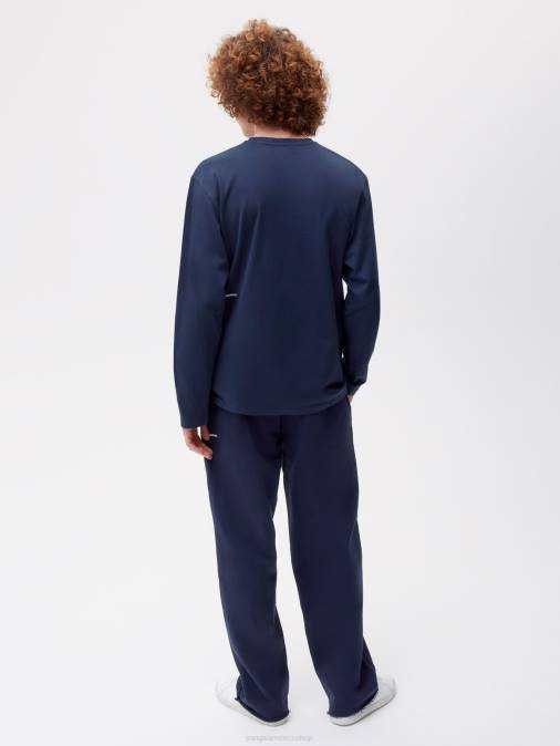mujer camiseta de manga larga de algodón orgánico con fibra c Pangaia Azul marino ropa TDTH149