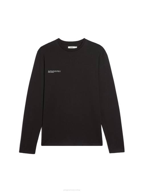 mujer camiseta de manga larga de algodón orgánico con fibra c Pangaia negro ropa TDTH178
