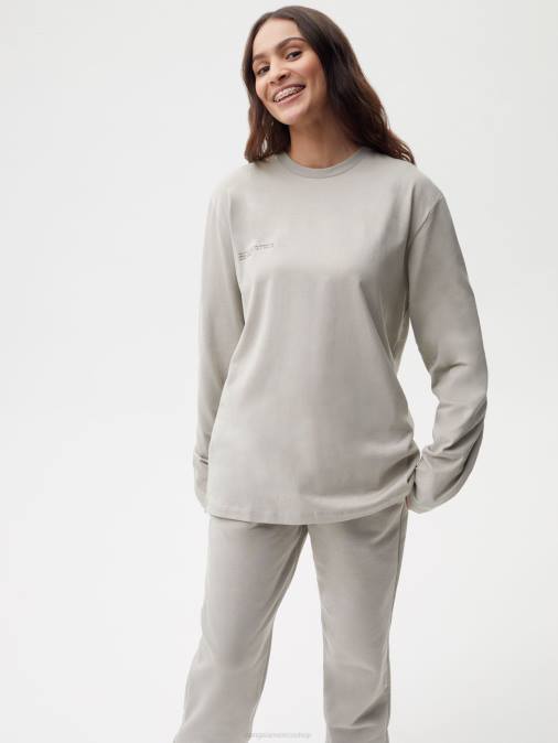 mujer camiseta de manga larga de algodón orgánico con fibra c Pangaia piedra ropa TDTH148