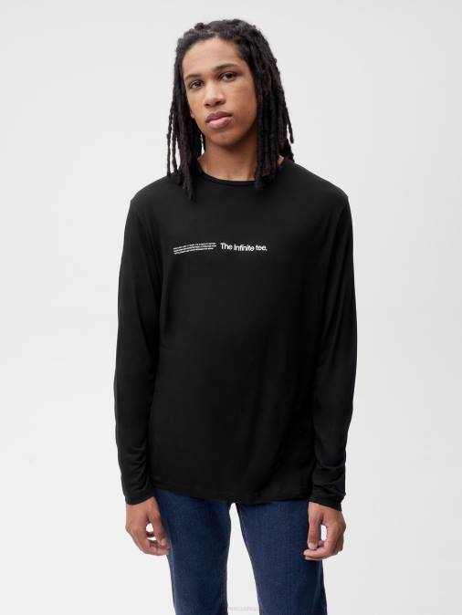 mujer camiseta de manga larga de fibra infinita de laboratorio Pangaia negro ropa TDTH143