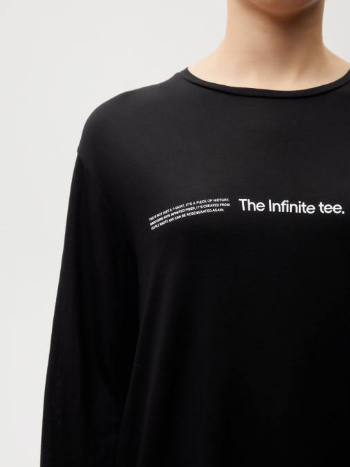 mujer camiseta de manga larga de fibra infinita de laboratorio Pangaia negro ropa TDTH143