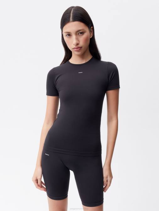 mujer camiseta de movimiento Pangaia negro ropa TDTH186