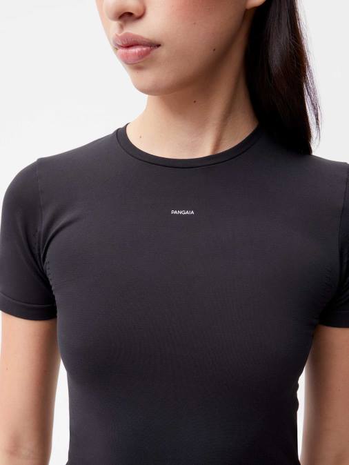 mujer camiseta de movimiento Pangaia negro ropa TDTH186