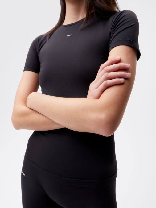 mujer camiseta de movimiento Pangaia negro ropa TDTH186
