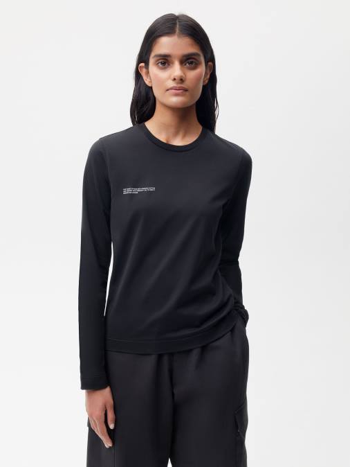 mujer camiseta ligera de algodón orgánico Pangaia negro ropa TDTH126