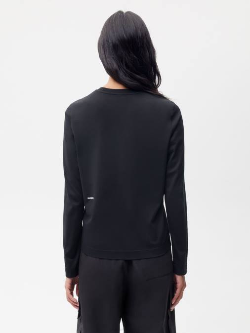 mujer camiseta ligera de algodón orgánico Pangaia negro ropa TDTH126