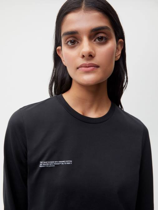 mujer camiseta ligera de algodón orgánico Pangaia negro ropa TDTH126