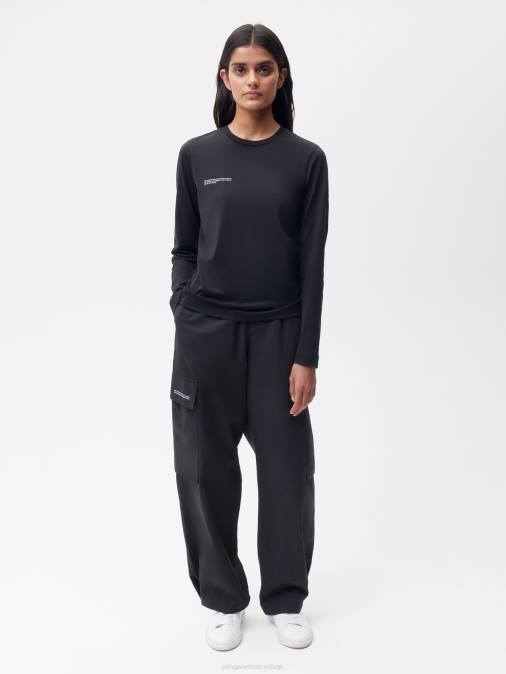 mujer camiseta ligera de algodón orgánico Pangaia negro ropa TDTH126