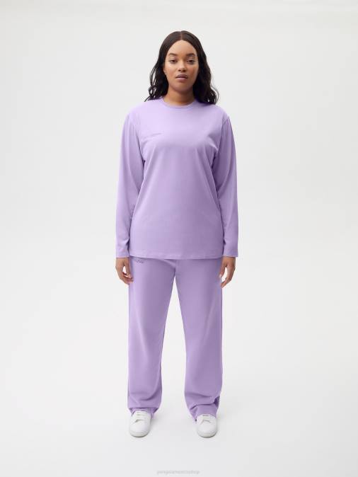 mujer camiseta manga larga algodón orgánico menta core Pangaia orquídea púrpura ropa TDTH211