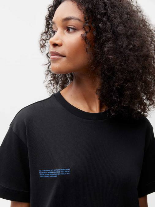 mujer en conversión camiseta algodón 365 Pangaia negro ropa TDTH154