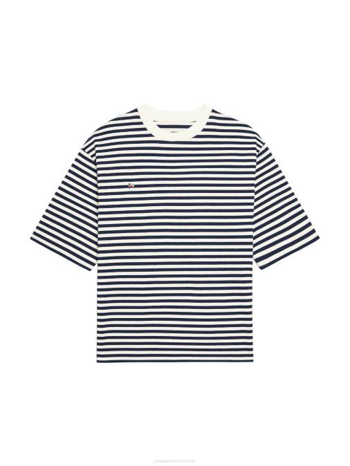 mujer playera boxy con rayas de algodón reciclado Pangaia Azul marino ropa TDTH138
