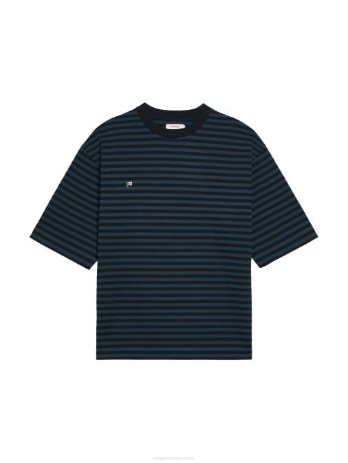mujer playera boxy con rayas de algodón reciclado Pangaia negro ropa TDTH209
