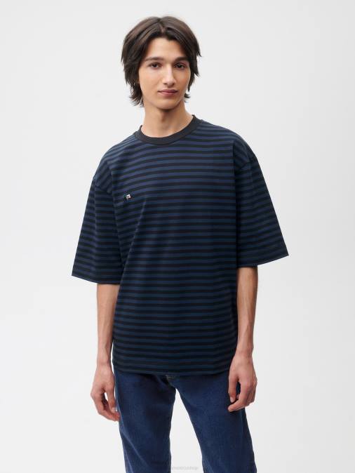 mujer playera boxy con rayas de algodón reciclado Pangaia negro ropa TDTH209