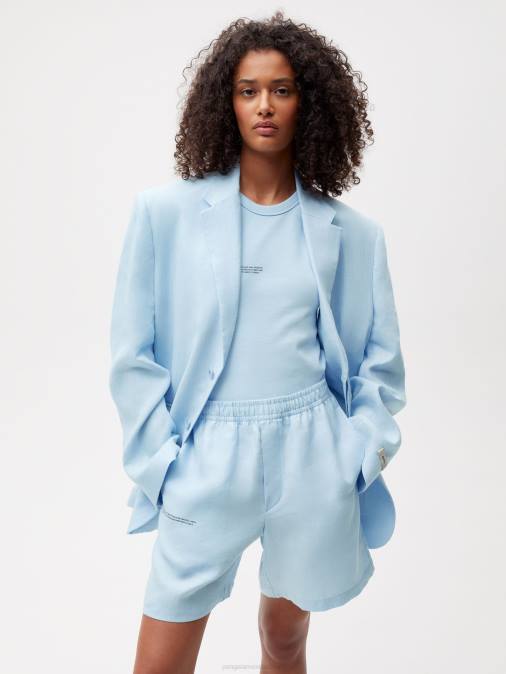 mujer blazer de sastre de lino aloe Pangaia bebe azul ropa TDTH459
