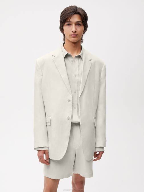 mujer blazer de sastre de lino aloe Pangaia caliza ropa TDTH484