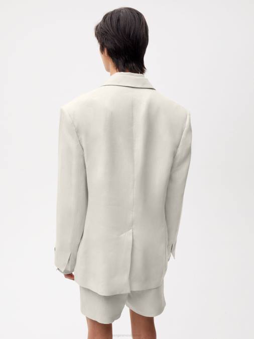 mujer blazer de sastre de lino aloe Pangaia caliza ropa TDTH484