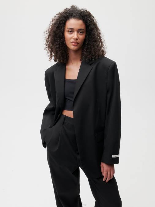 mujer blazer de vestir oversize de algodón orgánico Pangaia negro ropa TDTH456