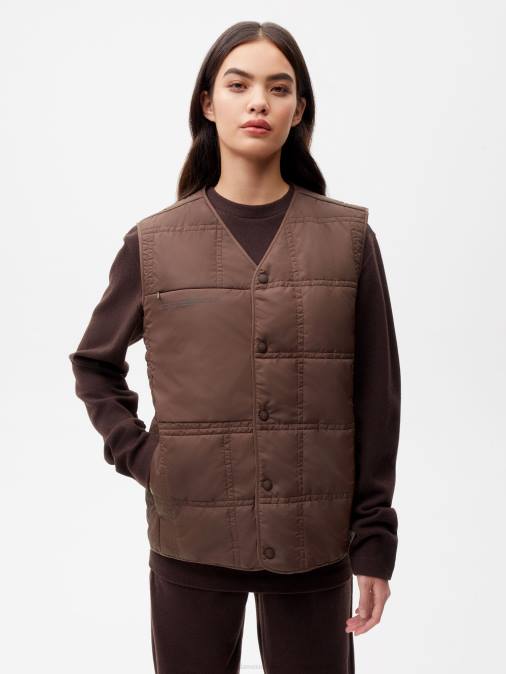mujer chaleco capitonado flwrdwn Pangaia Castaño ropa TDTH455