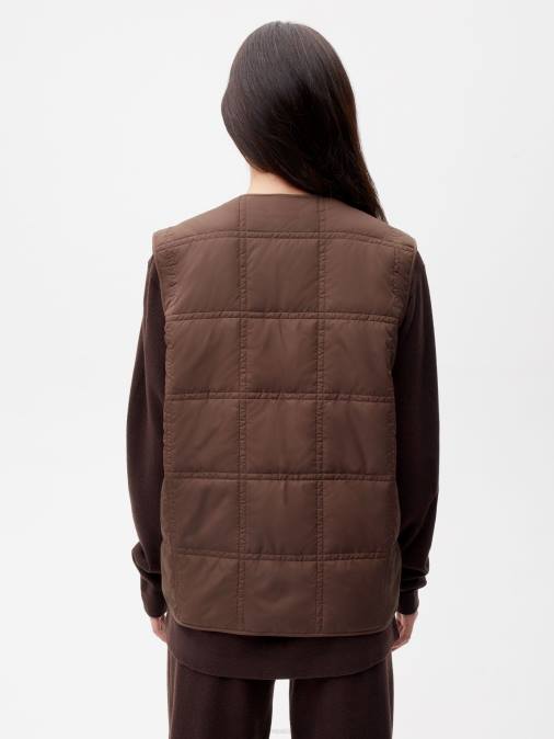 mujer chaleco capitonado flwrdwn Pangaia Castaño ropa TDTH455