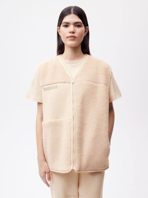 mujer chaleco polar de lana reciclada Pangaia arena ropa TDTH444