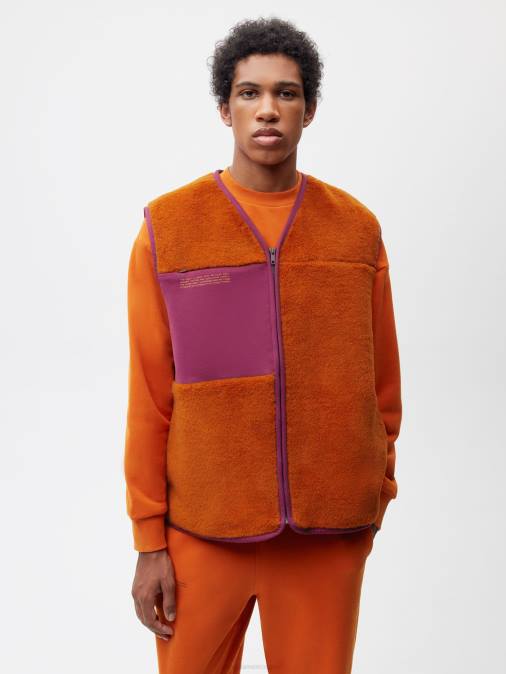mujer chaleco polar de lana reciclada Pangaia naranja canela ropa TDTH457