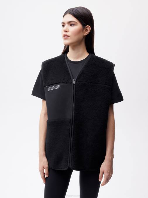 mujer chaleco polar de lana reciclada Pangaia negro ropa TDTH485