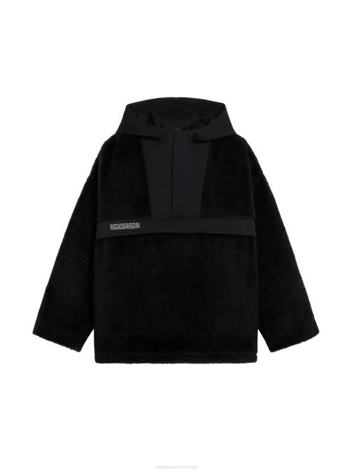 mujer chamarra de polar de lana reciclada con media cremallera Pangaia negro ropa TDTH448