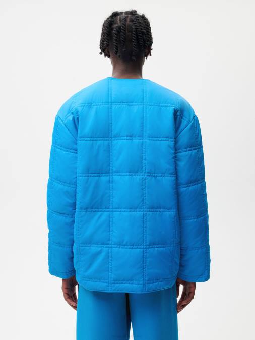 mujer chaqueta acolchada sin cuello flwrdwn Pangaia azul cerúleo ropa TDTH491