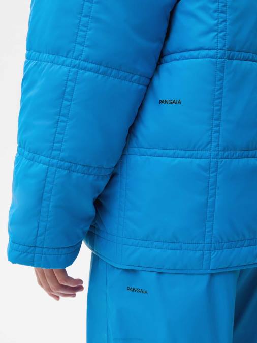 mujer chaqueta acolchada sin cuello flwrdwn Pangaia azul cerúleo ropa TDTH491