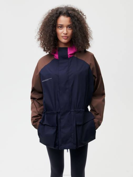 mujer chaqueta color block de nailon reciclado Pangaia Azul marino ropa TDTH481