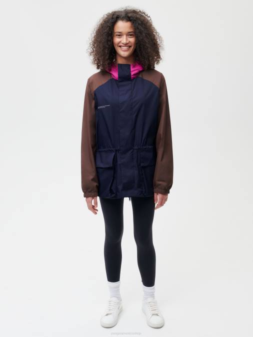 mujer chaqueta color block de nailon reciclado Pangaia Azul marino ropa TDTH481