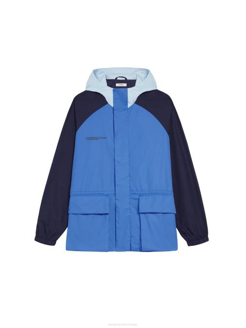 mujer chaqueta color block de nailon reciclado Pangaia azul cerúleo ropa TDTH450