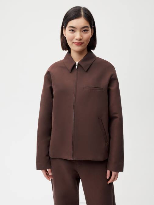 mujer chaqueta harrington de algodón orgánico Pangaia Castaño ropa TDTH475