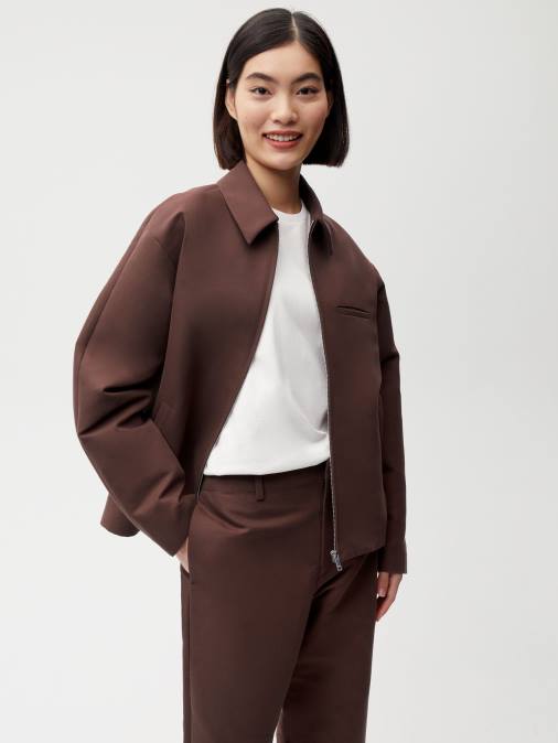 mujer chaqueta harrington de algodón orgánico Pangaia Castaño ropa TDTH475