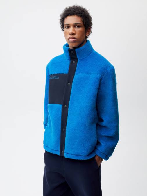mujer chaqueta polar de lana reciclada Pangaia azul cerúleo ropa TDTH480
