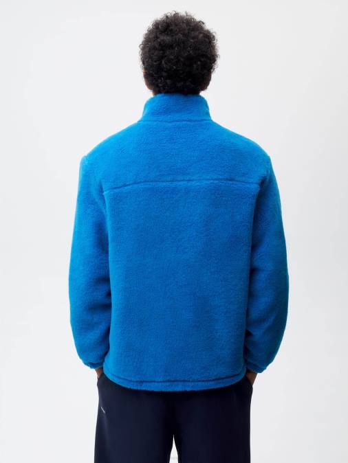 mujer chaqueta polar de lana reciclada Pangaia azul cerúleo ropa TDTH480