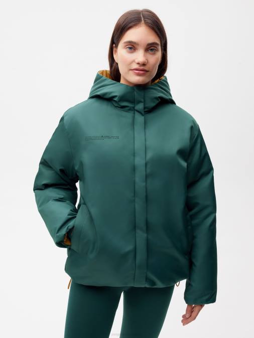 mujer chaqueta reversible flwrdwn Pangaia follaje verde/marrón cobre ropa TDTH461