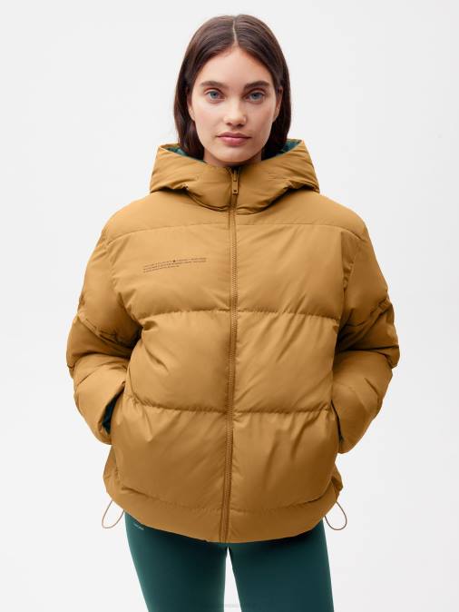 mujer chaqueta reversible flwrdwn Pangaia follaje verde/marrón cobre ropa TDTH461