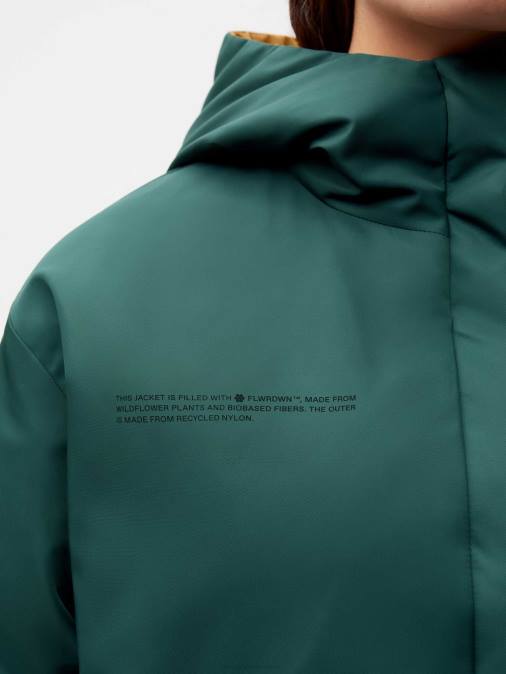 mujer chaqueta reversible flwrdwn Pangaia follaje verde/marrón cobre ropa TDTH461