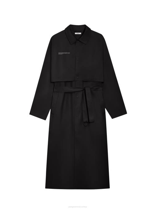 mujer gabardina de algodón orgánico Pangaia negro ropa TDTH468