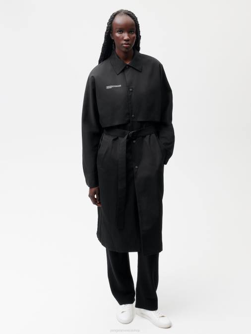 mujer gabardina de algodón orgánico Pangaia negro ropa TDTH468