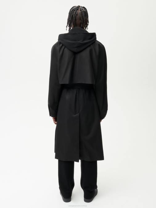 mujer gabardina de algodón orgánico Pangaia negro ropa TDTH468